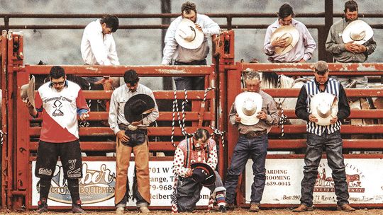 Out of the chute at the Fayette County Sheriff’s Posse Ram Rodeo