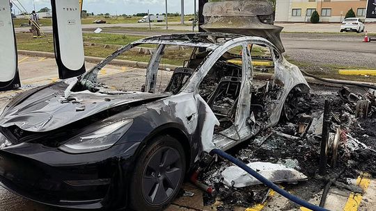 Tesla fire contained and arson suspected