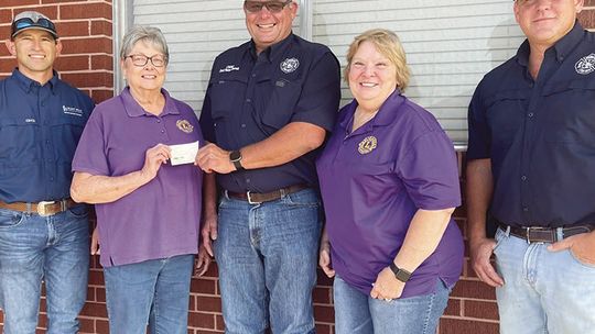 Weimar Encore Lions Club donate to Weimar VFD in appreciation of services to community