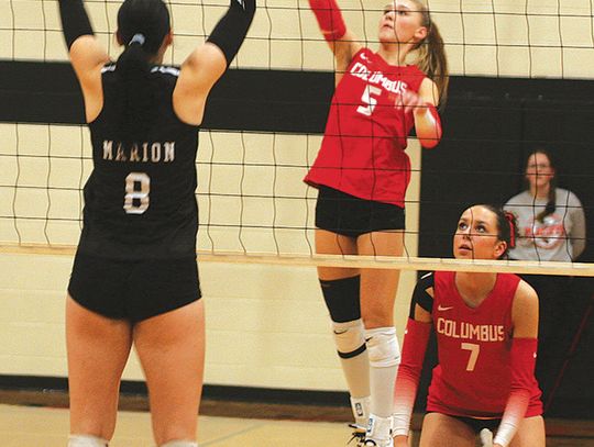 Columbus volleyball ousts Marion in three sets