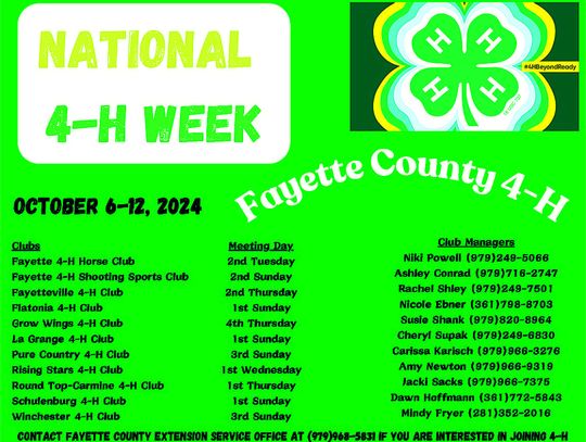 Tri-County Recognizes and Supports National 4-H Week 4-H Club Officers