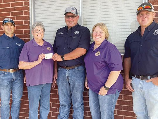 Weimar Encore Lions Club donate to Weimar VFD in appreciation of services to community