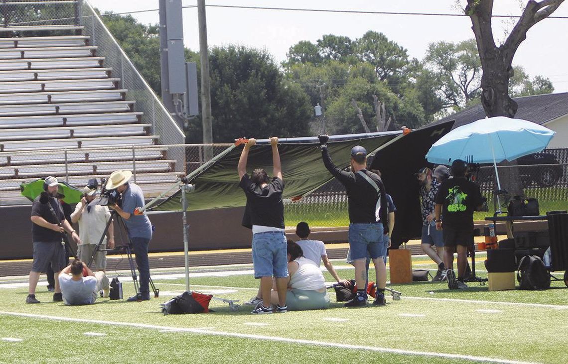 Film crew sets up cameras in Sealy