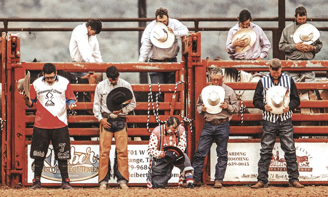 Out of the chute at the Fayette County Sheriff’s Posse Ram Rodeo