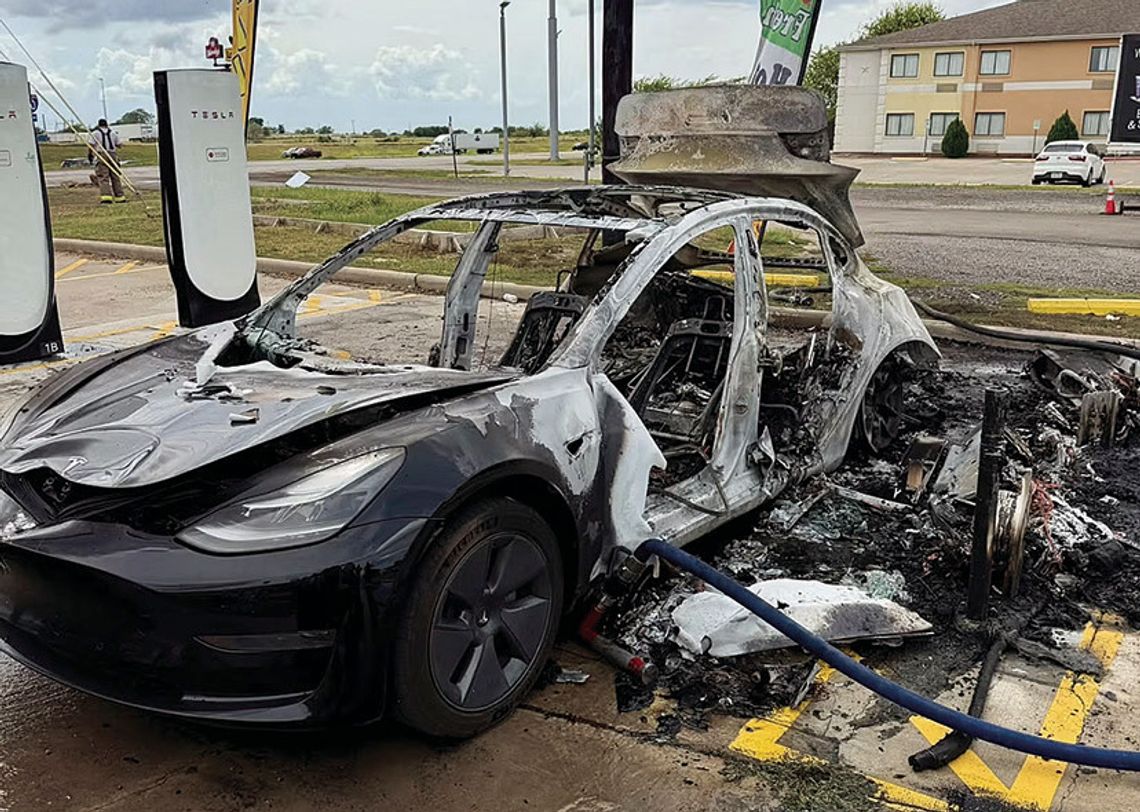 Tesla fire contained and arson suspected Tesla fire contained and arson suspected