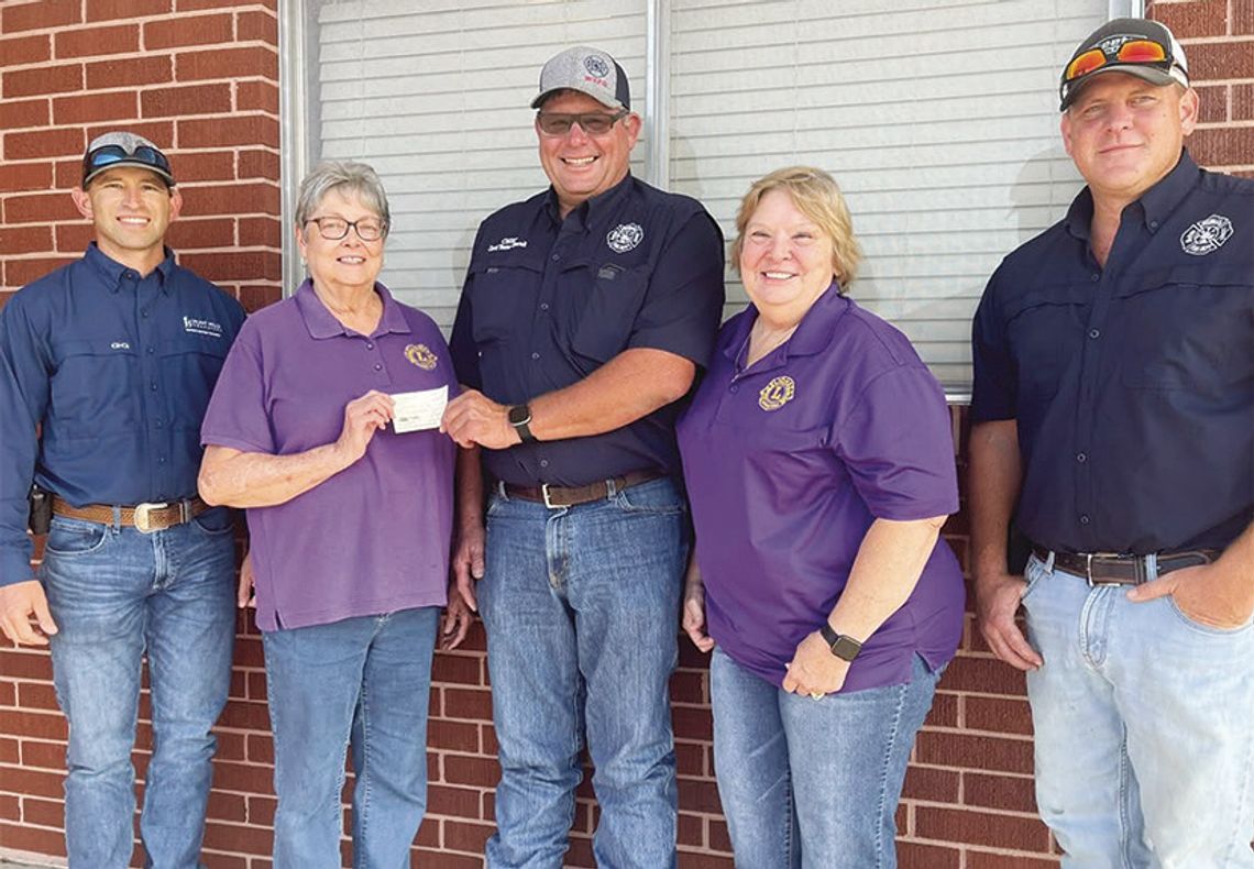 Weimar Encore Lions Club donate to Weimar VFD in appreciation of services to community
